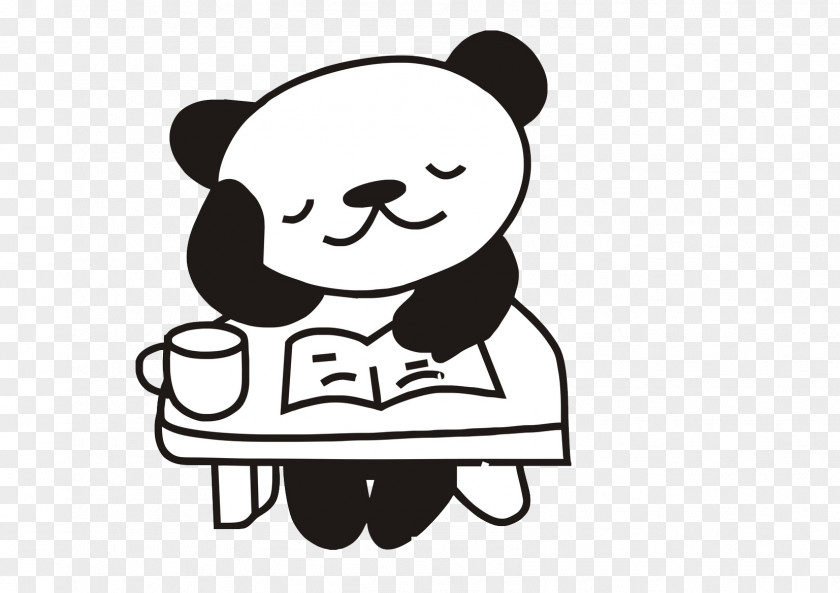 Panda Reading Giant Cartoon Download PNG