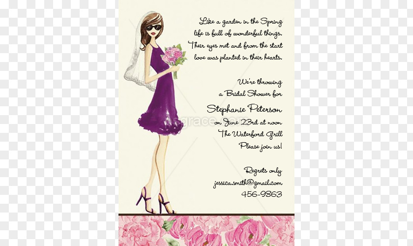 Bride Wedding Invitation Bridal Shower Dress Greeting & Note Cards PNG