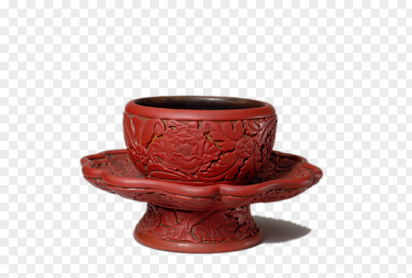 Red Carved Porcelain Child Coffee Cup PNG