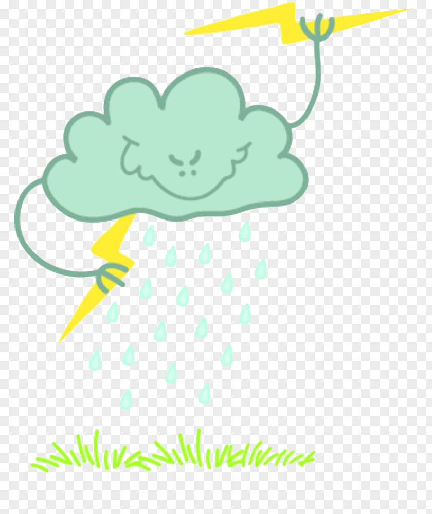 Hand-painted Cartoon Lightning Strikes Thunderstorm Cloud PNG