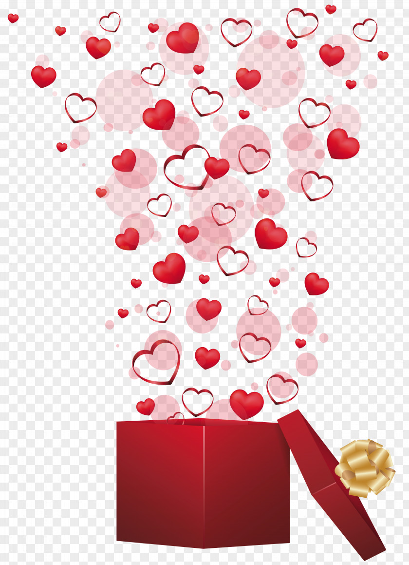 Red Gift With Hearts PNG Clipart Picture Valentine's Day Heart Clip Art PNG