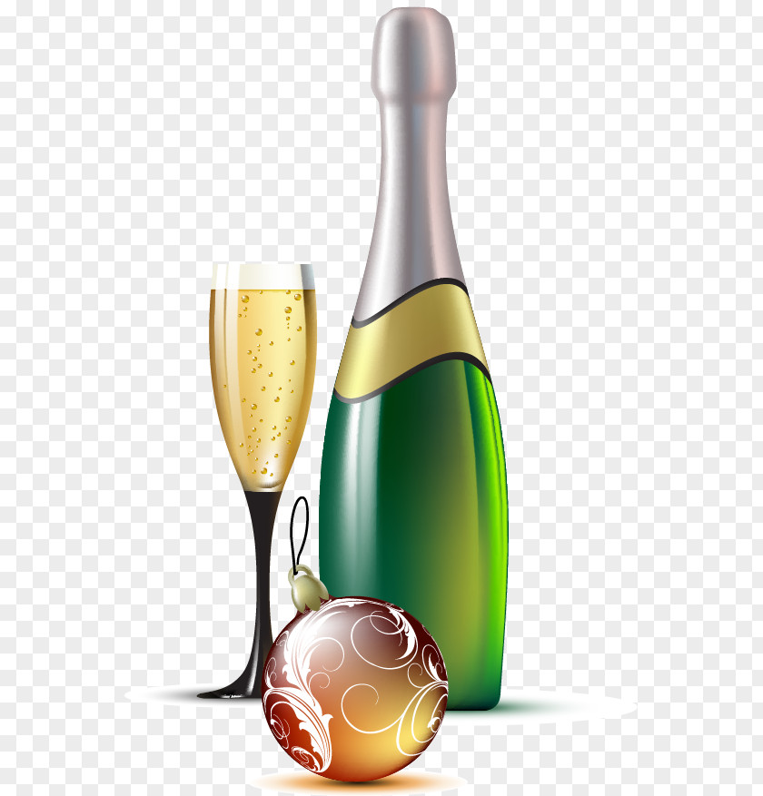 Bottle Glass Ball Pattern Champagne Wine PNG