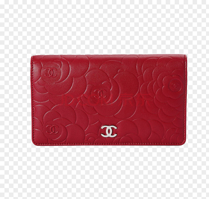 Chanel Dark Red Roses Sheepskin Wallet Leather Coin Purse PNG