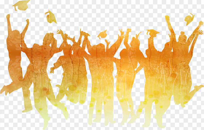 Silhouette Of Cheering Graduates PNG of cheering graduates clipart PNG