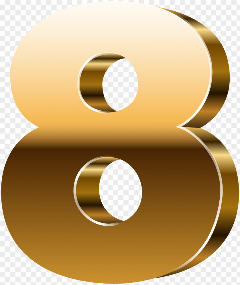 Number Eight 3D Gold Clip Art Image Computer Graphics PNG