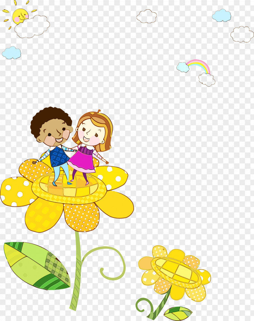 Cartoon Yellow Happy Smile Child PNG