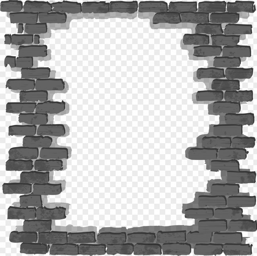 Black Simple Brick Wall Frame Wallpaper PNG