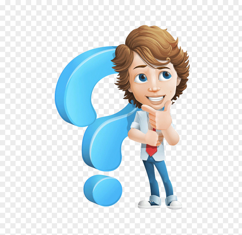 Male Blue Cartoon Character Question Mark FAQ Export PNG