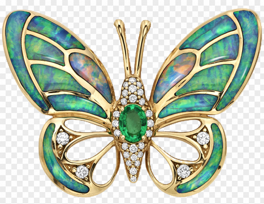 Butterfly Effect Turquoise Emerald Gemstone Jewellery Brooch PNG