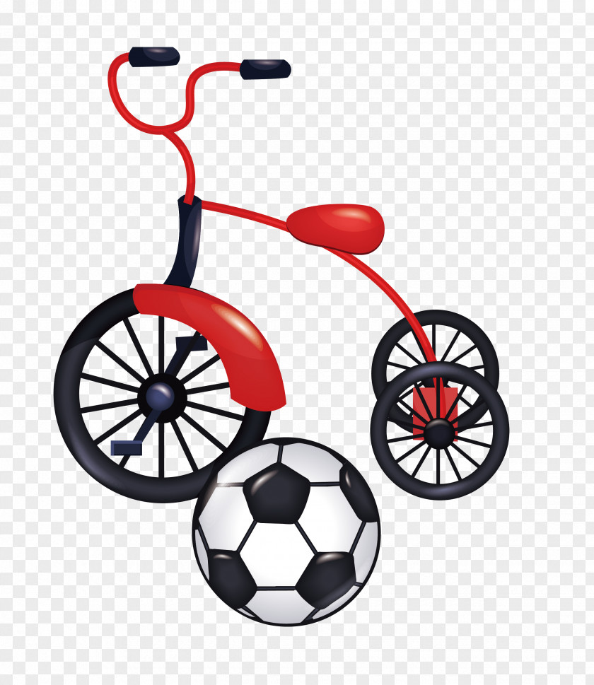 Children's Bicycles And Football Vector Motorized Tricycle Bicycle Clip Art PNG