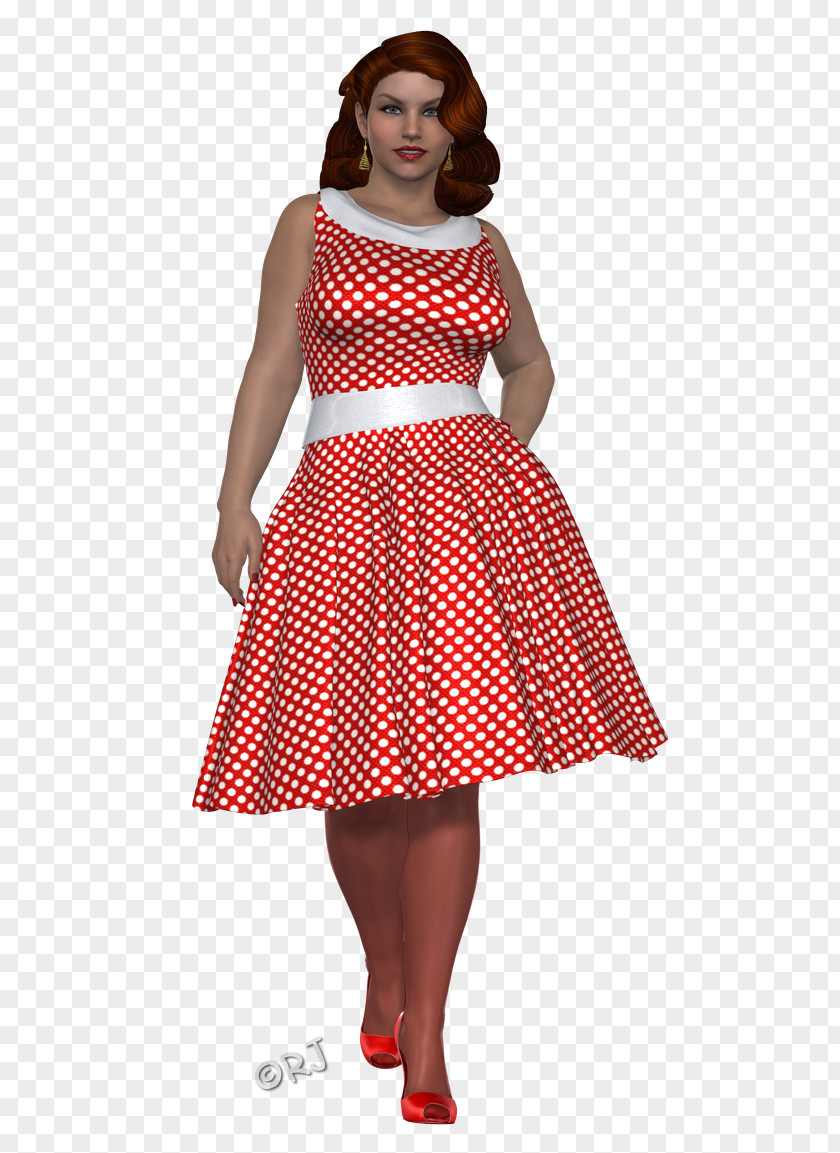 Cocktail Polka Dot Dress Costume PNG