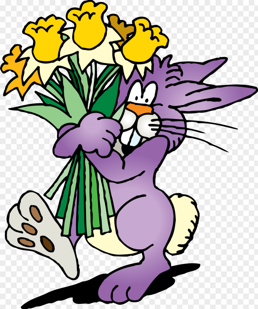 Pascoa Hare Easter Bunny Flower Bouquet Holiday PNG