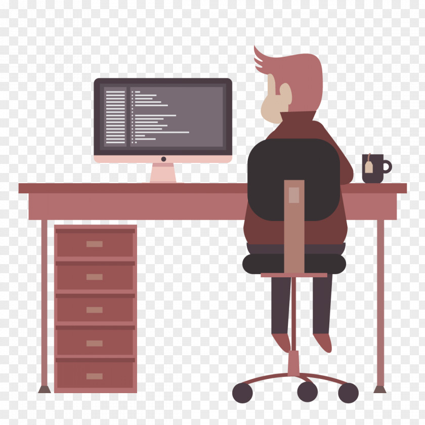 Vector Computer Desk Business Workplace Office PNG