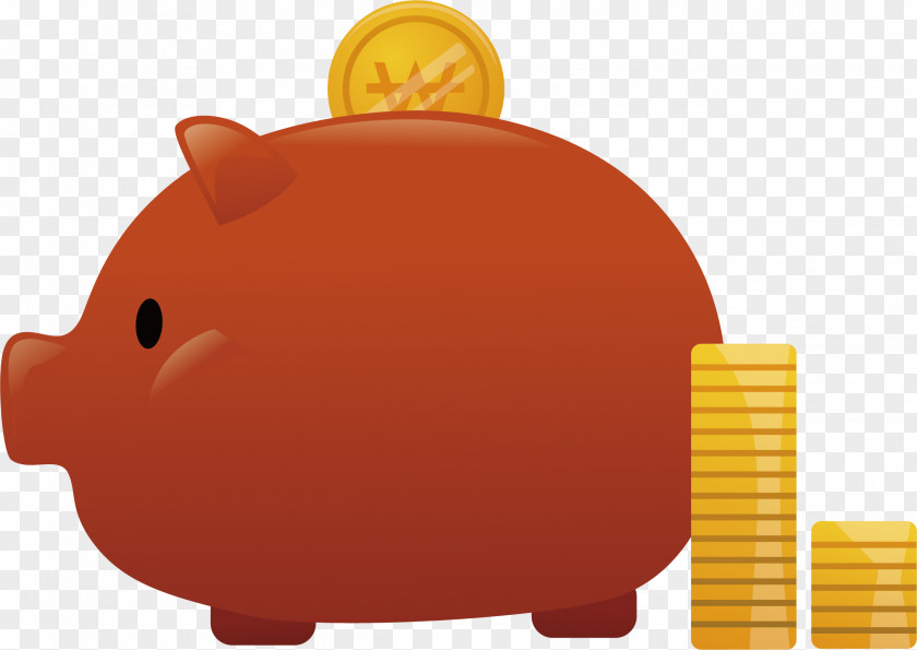 Vector Material Piggy Bank Domestic Pig Money Saving Coin PNG
