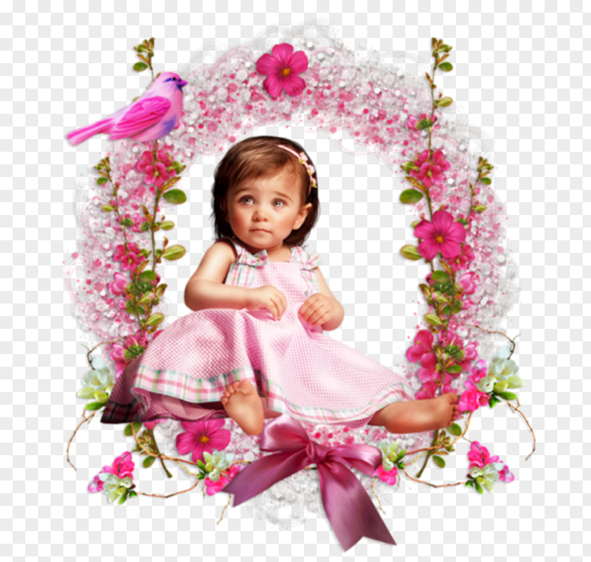 Flower Photomontage Pink Frame PNG