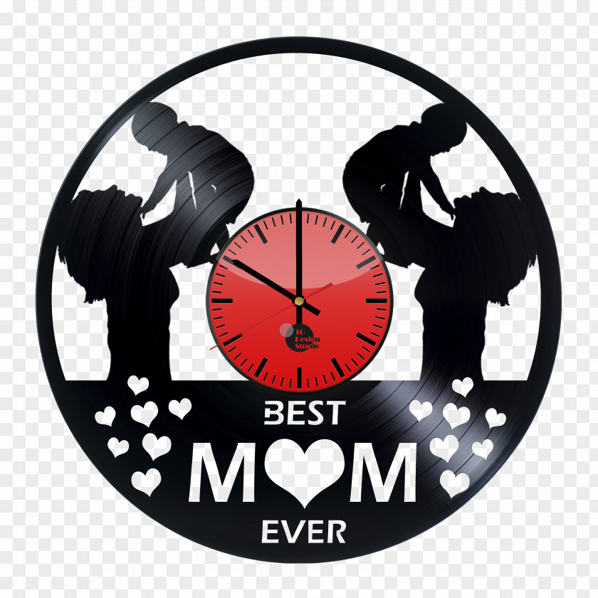 Mother's Day Clock Phonograph Record Wall PNG