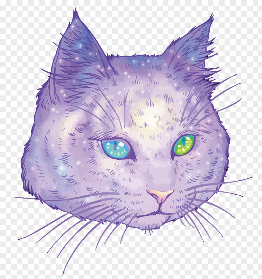 Vector Purple Cat Head Felidae Drawing Artist Illustration PNG
