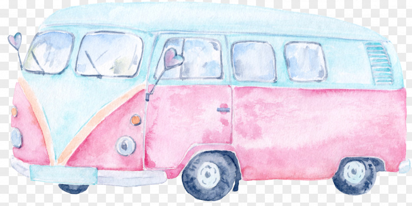 Pink Blue Bus Car Automotive Design PNG