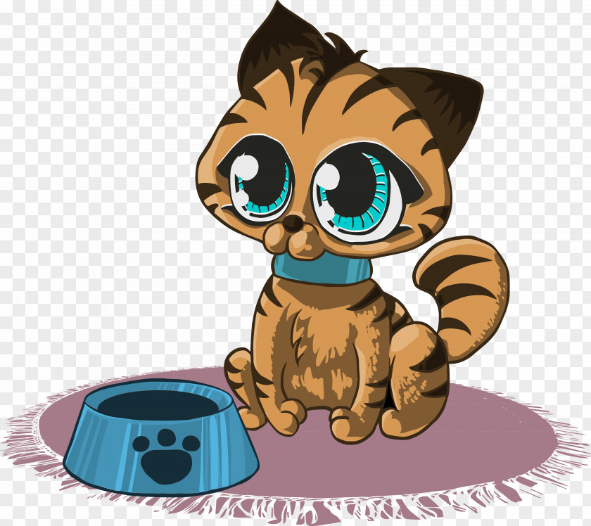 Vector Cat In Front Of The Plate Kitten Puppy Clip Art PNG