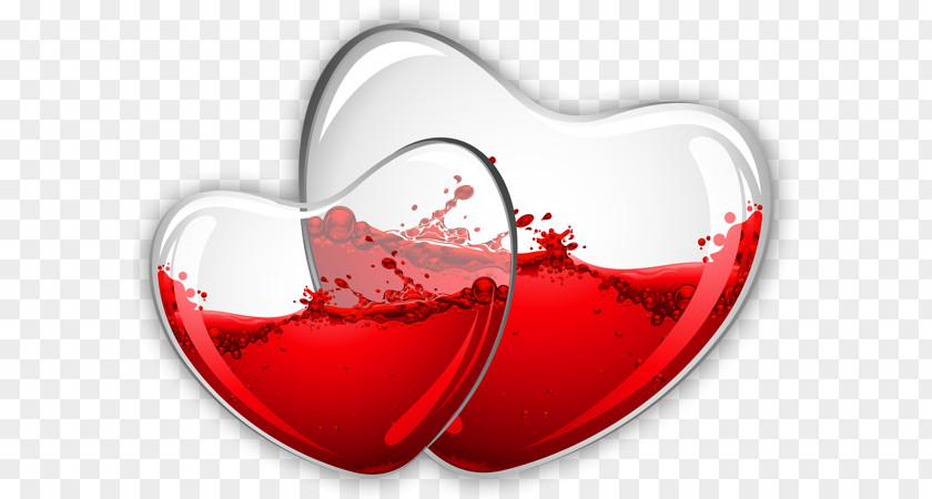 Glass Red Wine Hearts Clip Art PNG