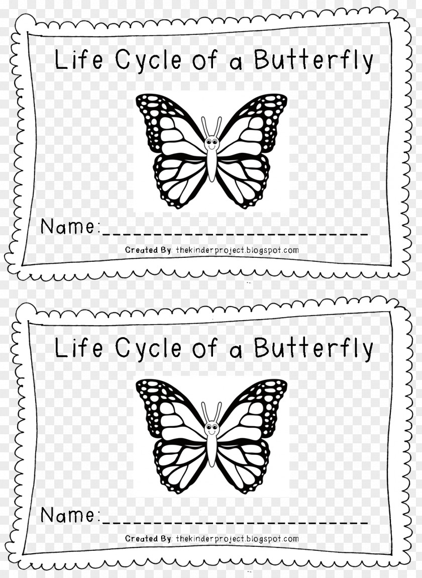 Butterfly Monarch Biological Life Cycle Child Coloring Book PNG