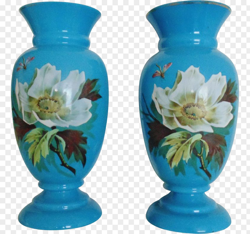 Vase Opaline Glass Ceramic Blue PNG