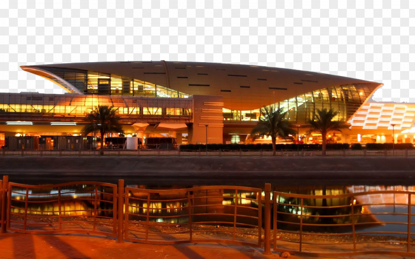 Dubai Grand Hotel Night FIG. Burj Khalifa Marina Mall Of The Emirates Roads And Transport Authority Metro PNG