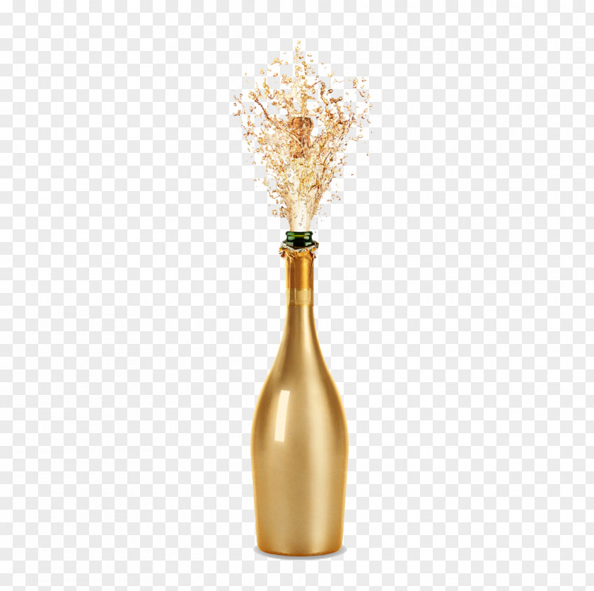 Champagne Splash Sparkling Wine Fizz Bottle PNG