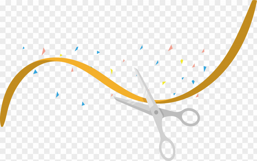 Golden Ribbon Cutting Ceremony Line Angle Point PNG