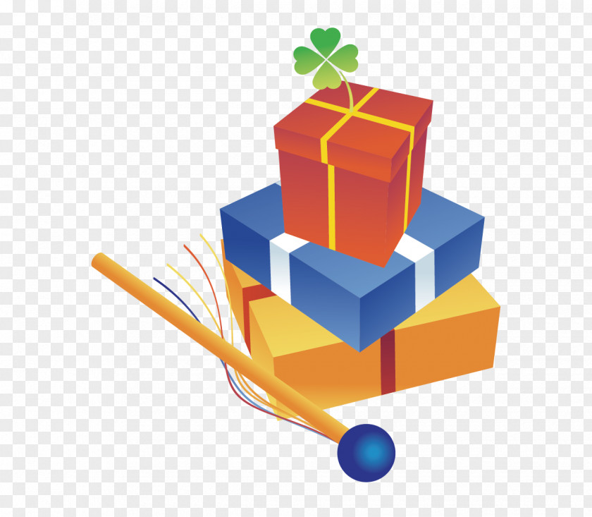 Hand Drawn Vector Gift Box Clover Clip Art PNG