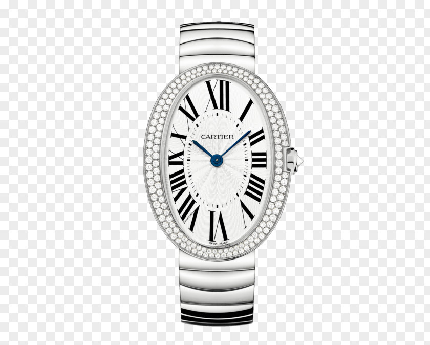 Cartier Silver Oval Watches Ladies Watch Diamond Movement Brilliant Luxury Goods PNG