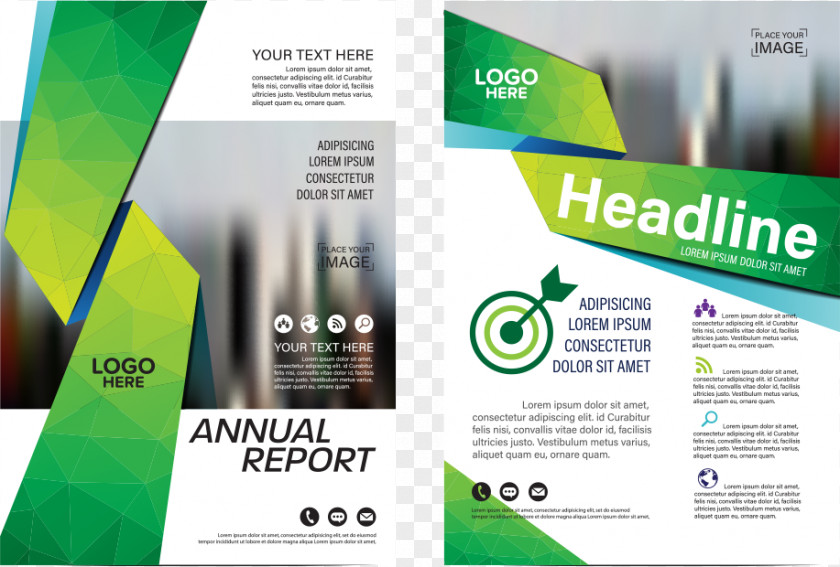 Polyline Vector Green City Flyer Publicity PNG