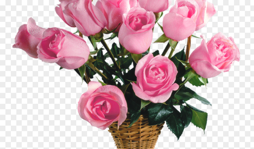Basket Of Flowers Garden Roses Pink Flower Bouquet PNG
