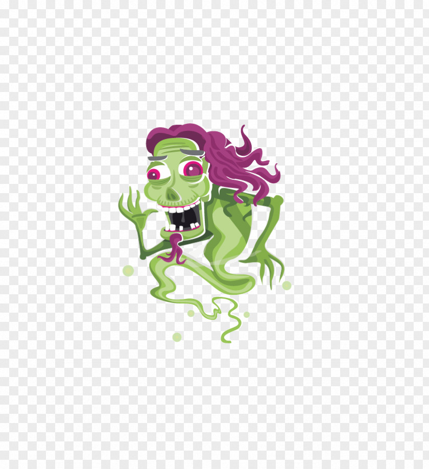 Green Ghost Scary Cartoon Clip Art PNG
