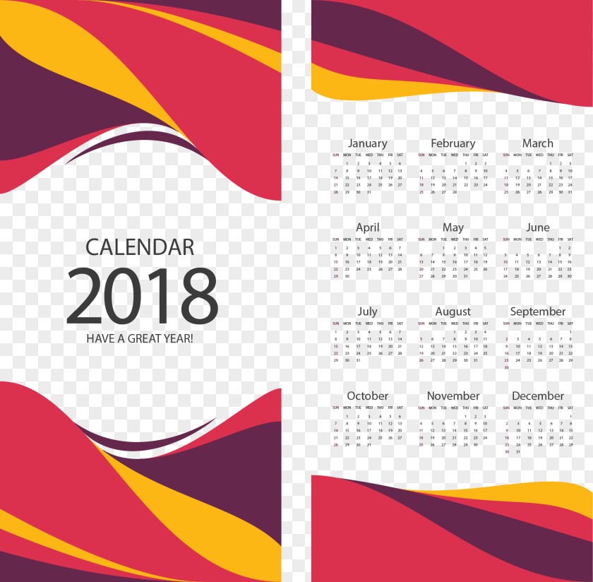 Red And Yellow Striped Border Template Calendar PNG