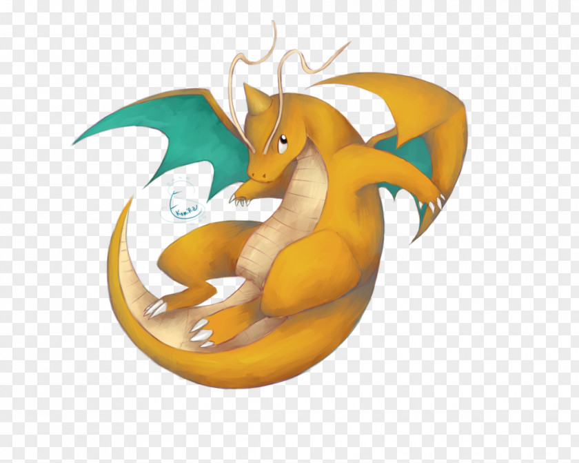 Watercolor Dragon Dragonite Pokémon Fan Art PNG
