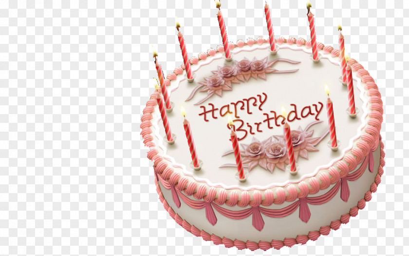 Pink Candles On The Birthday Cake Ice Cream Fruitcake Chocolate PNG