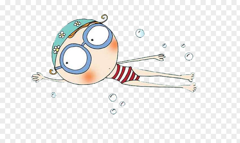 Swimming Child Drawing Illustration PNG
