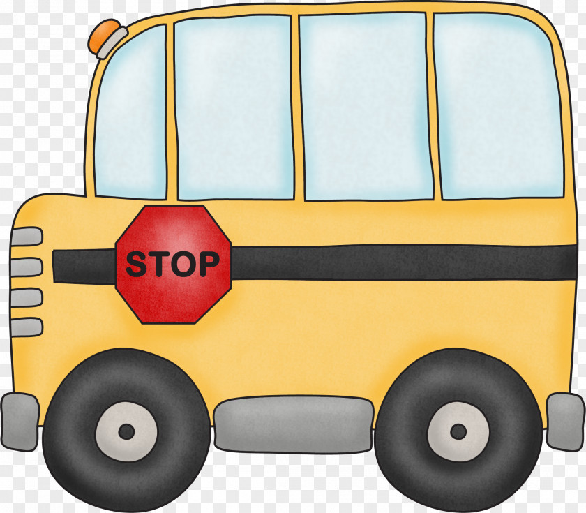 Car Rolling School Bus Cartoon PNG