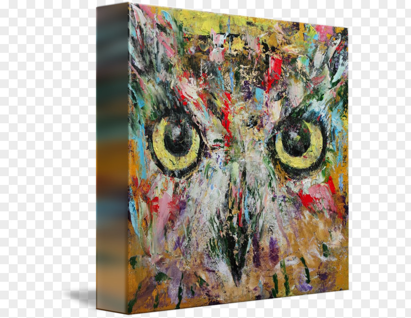 Watercolor Owl Painting Art Gallery Wrap Canvas Print PNG