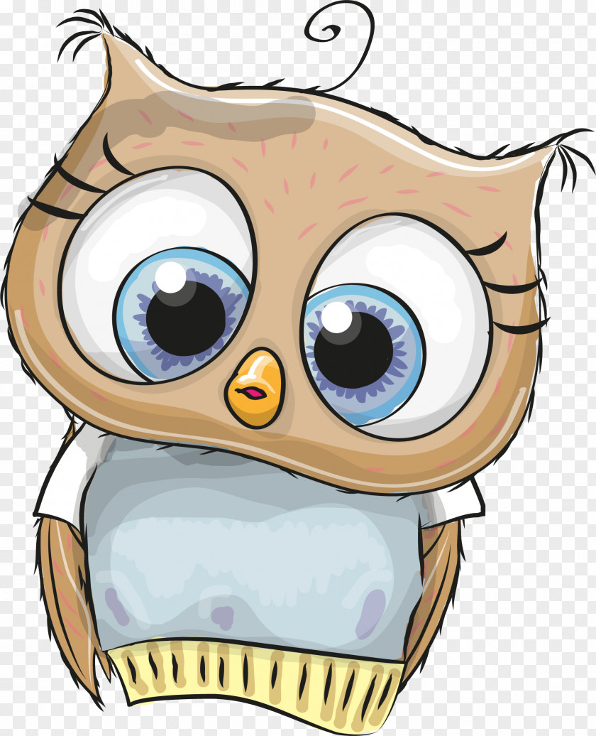 Hand Painted Brown Owl Cartoon Illustration PNG