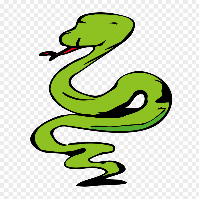 Cartoon Green Snake PNG