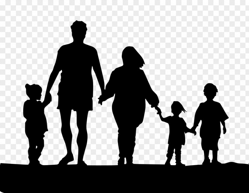 Family Fashion Holding Hands Silhouette Clip Art PNG