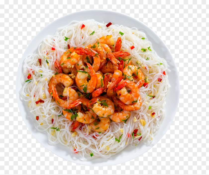 Shrimps Asian Cuisine Food Thai Pasta Rice Noodles PNG
