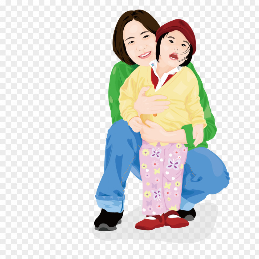 Holding The Child's Mother Child Illustration PNG