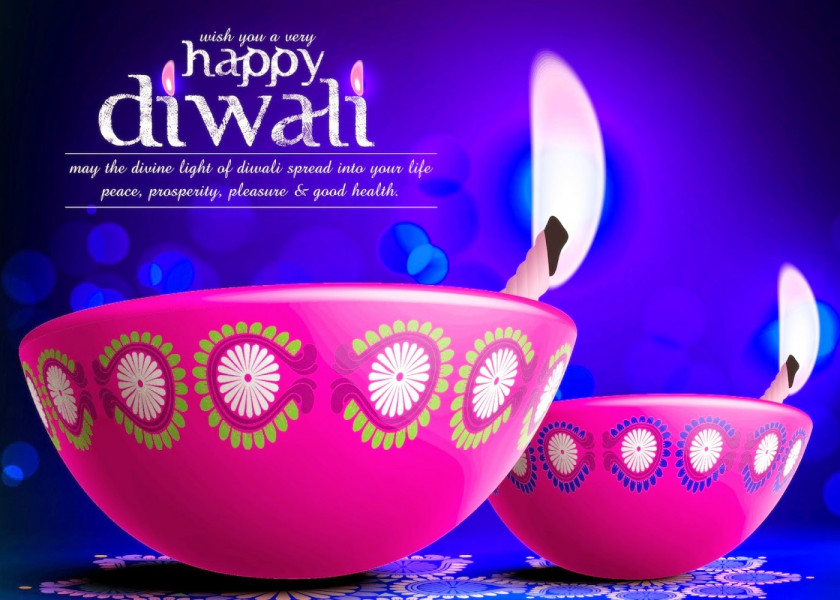 Diwali Happiness Wish Diya Greeting PNG
