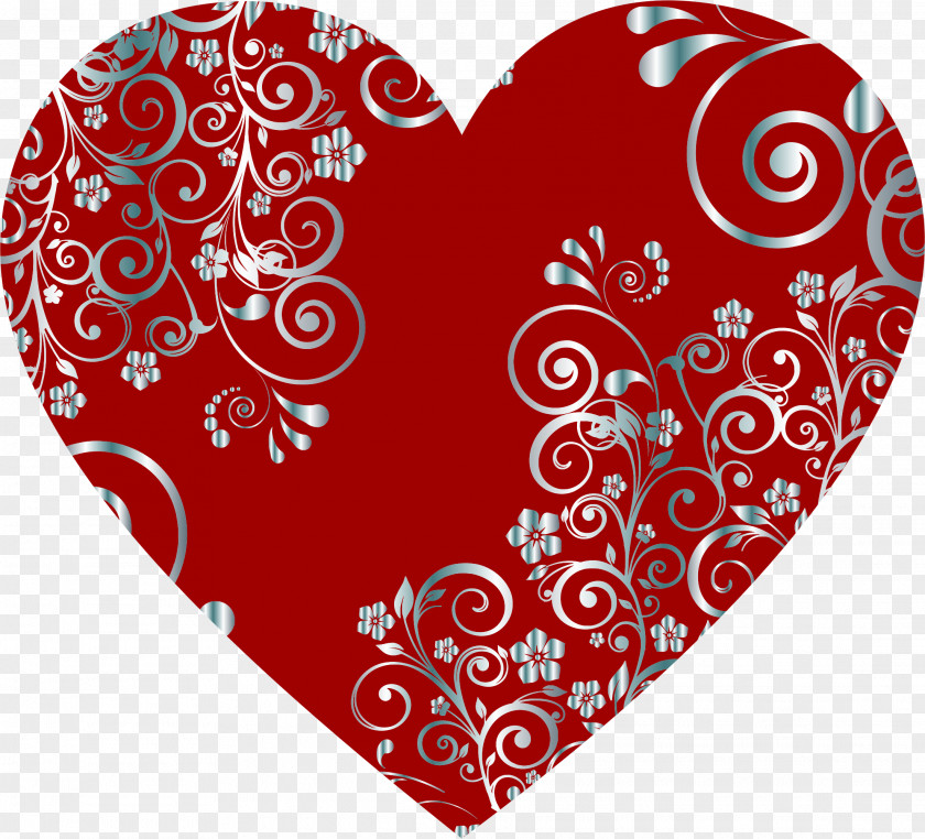 Heart Floral Design Clip Art PNG