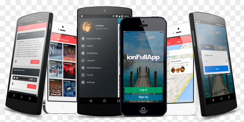 WordPress Ionic Mobile Phones Template App Development PNG