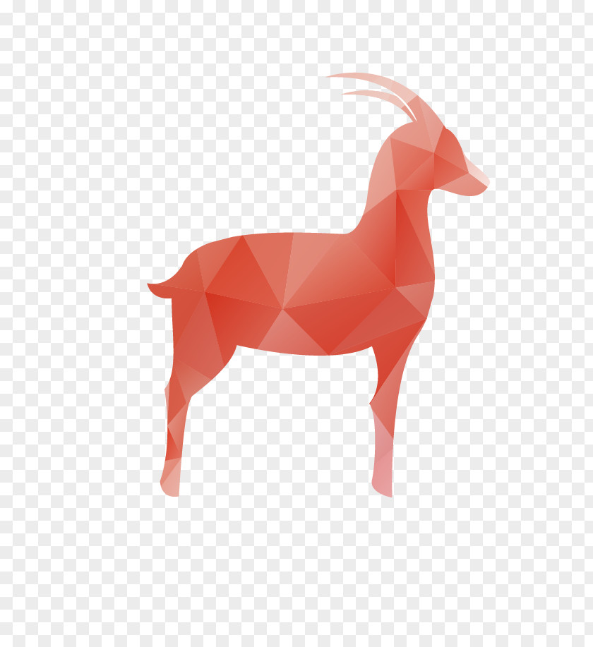 Vector Red Geometric Goat Sheep Download PNG