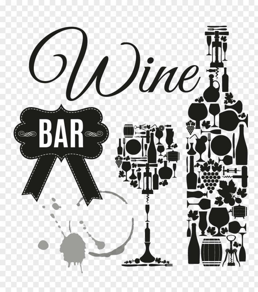 Creative Bottle Wine Bar Cocktail Clip Art PNG